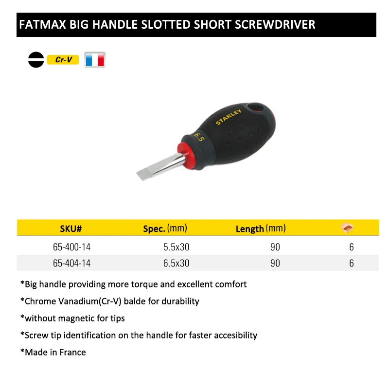 65-404-14 stanley short screwdriver slotted size