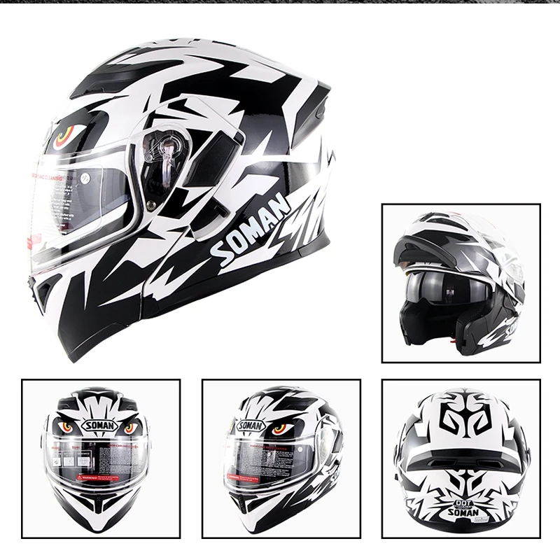 Мотоциклетный полный шлем ABS Casque Moto Высокого Качества Мотоциклетный шлем для верховой езды Capacete с двумя линзами в горошек Casco Moto