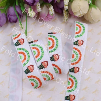 

5/8" fold over elastic, Heat transfer St.Patrick'sDay foe, 100yards/lot free shipping