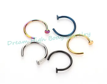 

HENGKE Surgical Steel Nose Hoop Ear Ring Stud Eyebrow Cartilage Tragus Piercing Black Gold Blue Rainbow 0.8MM Choose Color
