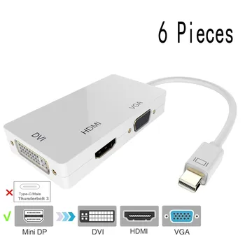 

6 pcs high quality 3 In 1 Thunderbolt Mini Display Port MINI DP Male To HDMI VGA DVI Female Adapter Converter Cable For MacBook