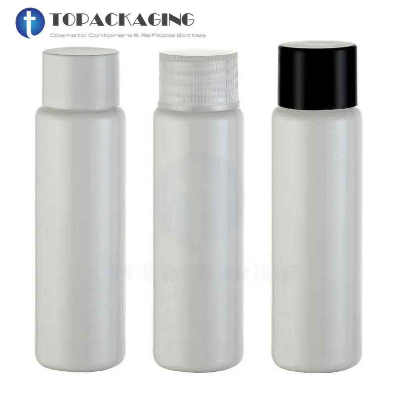 50PCS/LOT-30ML Screw Cap Bottle,White Plastic Cosmetic Container,Essential Oil Sub-bottling,Empty Shampoo Bottle,Flat Shoulder