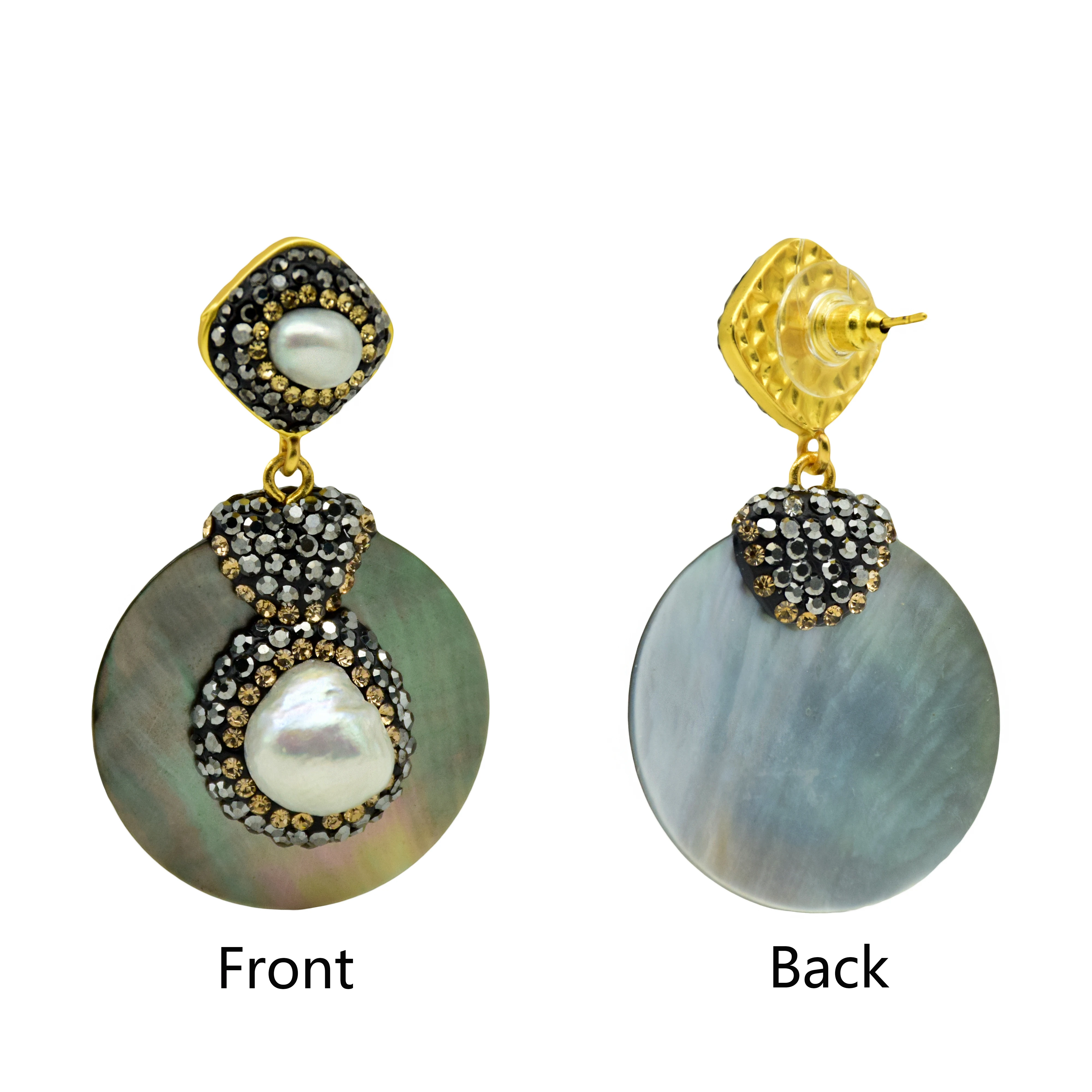 Natural pearl earrings for women vintage shell jewelry 2019 fashion round shape hand made ear studs - Image 2