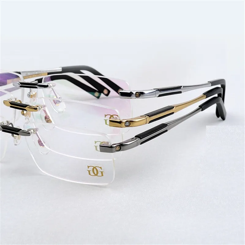

Cubojue Gold Glasses Men Rimless Brand Eyeglasses Frame Prescription Spetacles Man Business Male Eyewear Quality