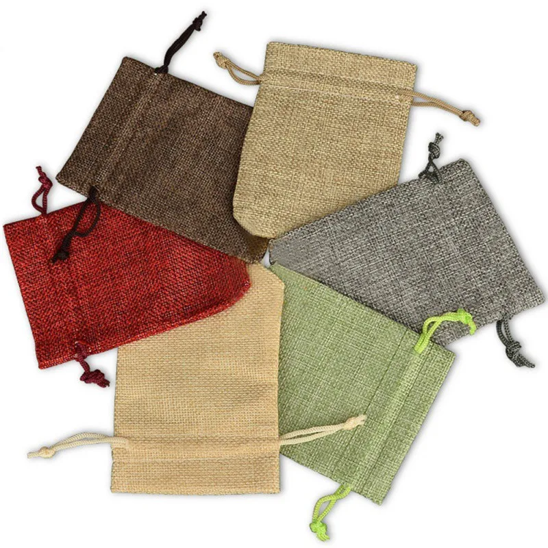 

10 PCS Christmas Linen Jute Drawstring Gift Bags Sacks Wedding Birthday Party Favors Drawstring Gift Bags Jewelry Bags