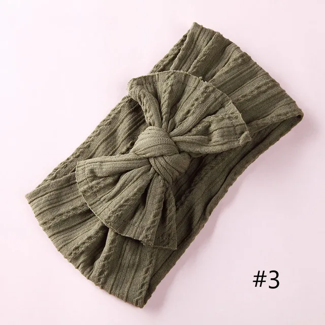 1PCS New Braid Nylon Bow Headbands,Cable Knit Solid Wide Nylon Headbands Turban, Baby Girls Head Wrap Hair Accessories 27 colors A2NSNSFB-9568-3