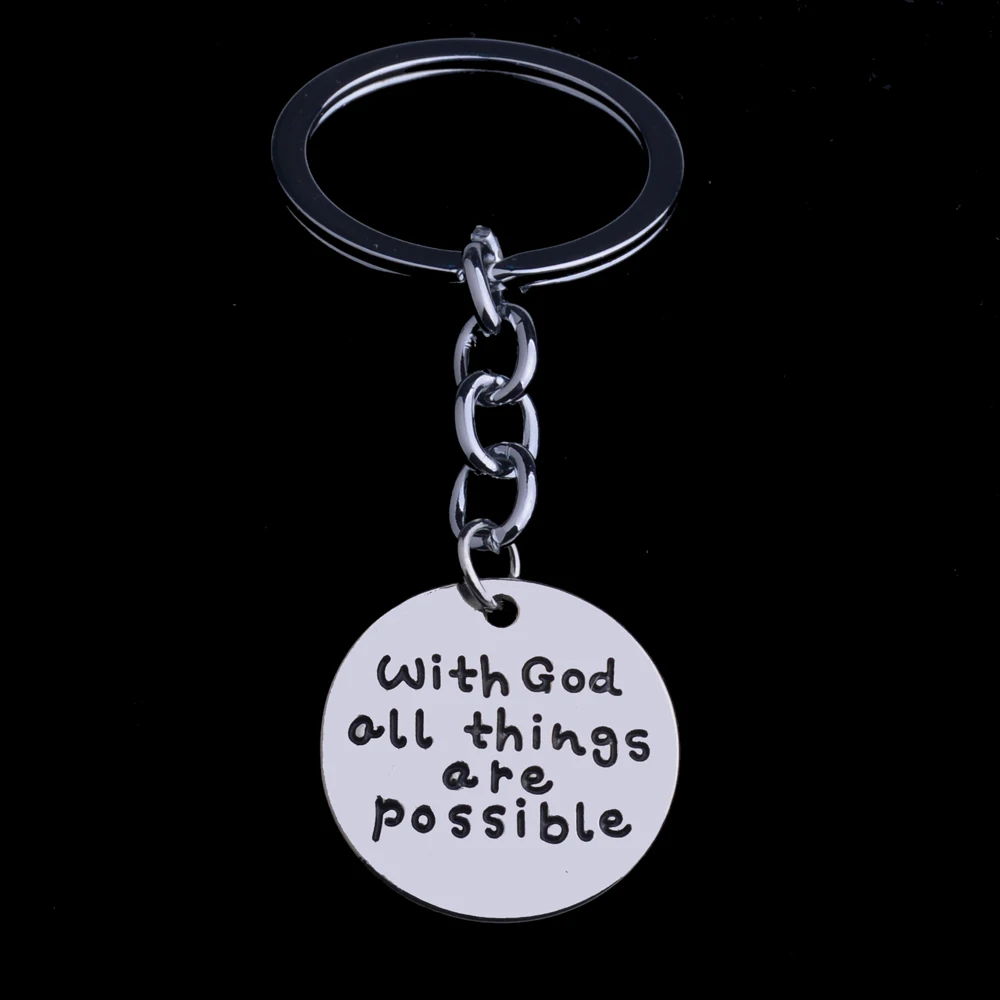 "With God All Things Are Possible " Silver Jesus Christian Pendants