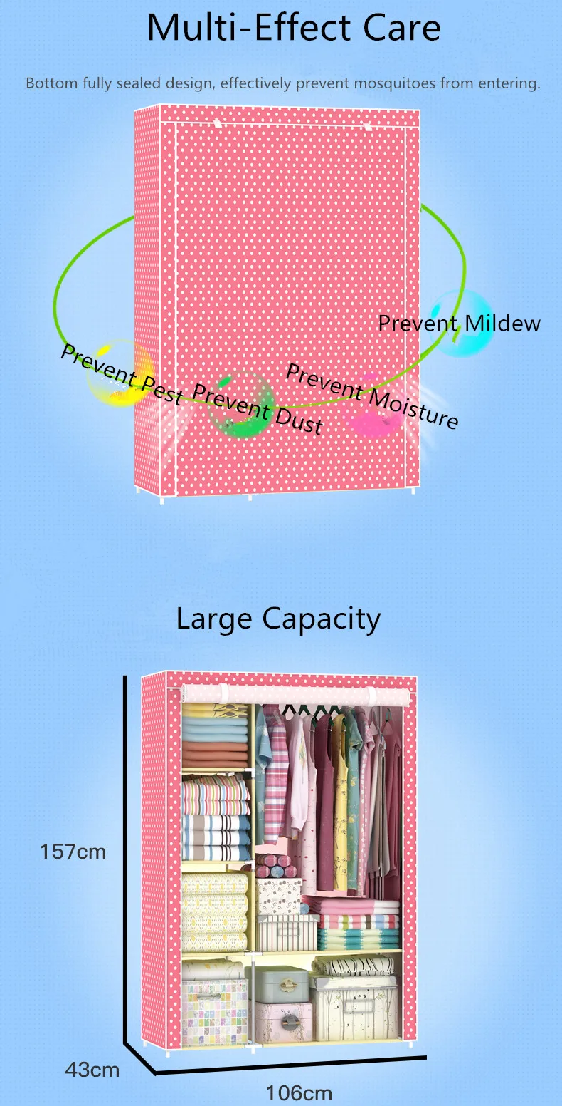 Нетканый шкаф большой и средний хранения шкафы простые складные подкрепления получить укладку одежды