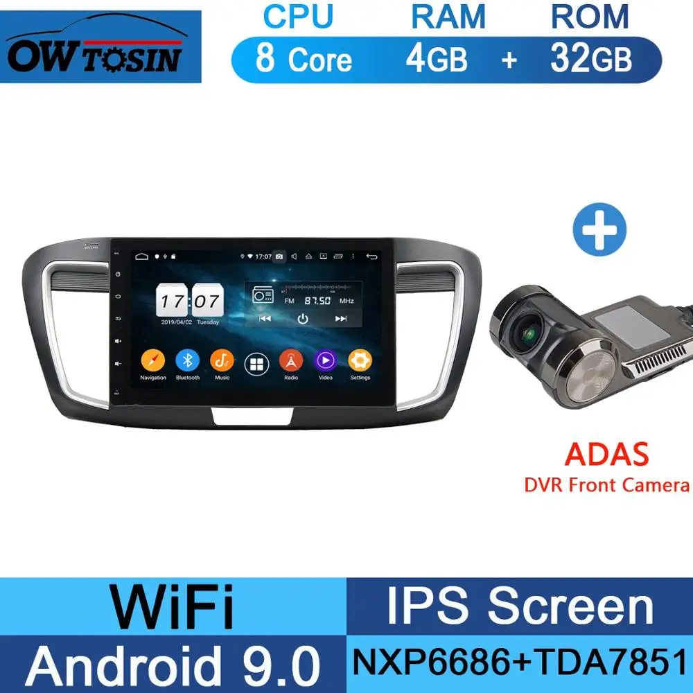 10," ips 8 ядерный 4G+ 64G Android 9,0 автомобильный dvd-плеер для Honda Accord 9 gps Радио стерео DSP CarPlay Parrot BT - Цвет: 32G Adas Camera