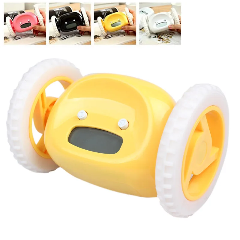 Creative Design Runaway Clocky LCD Display Running Clock Alarm With