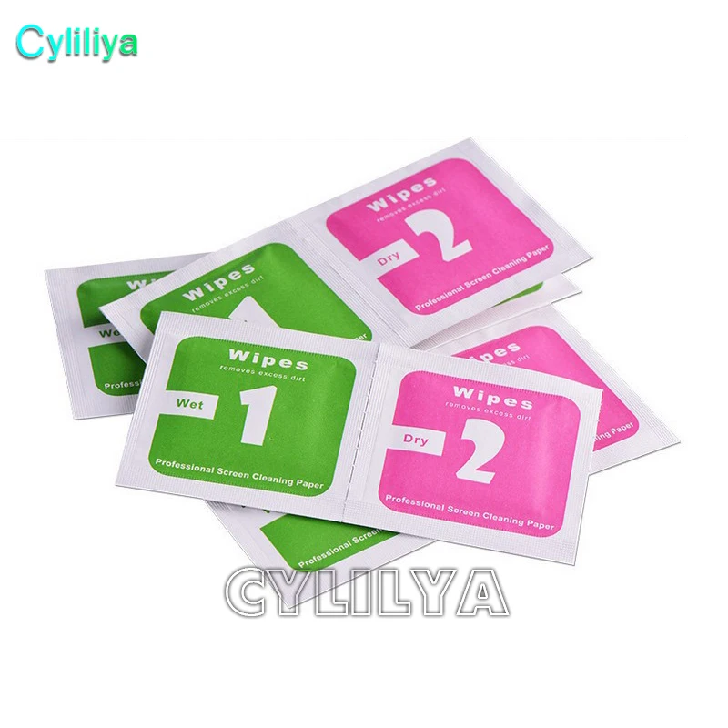 740pcs/lot Wet Dry Wipes Cleaning Cloth for Tempered Glass