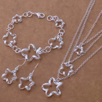 

AS235 Lucky Silver Color 925 Jewelry Sets For Women Bracelet 060 + Necklace 547 + Earring 320 /blvakdca Ajvajbca
