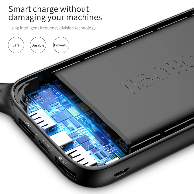 Baseus Quick Charge 3.0 Power Bank 20000mAh 3 Outputs Powerbank Dual QC3.0 External Battery Charger For Mobile Phones Poverbank