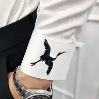High Quality Men Shirt Long Sleeve Twill Solid Formal Business Embroidery Shirt Brand Man Dress Slim Fit Party Club Shirts