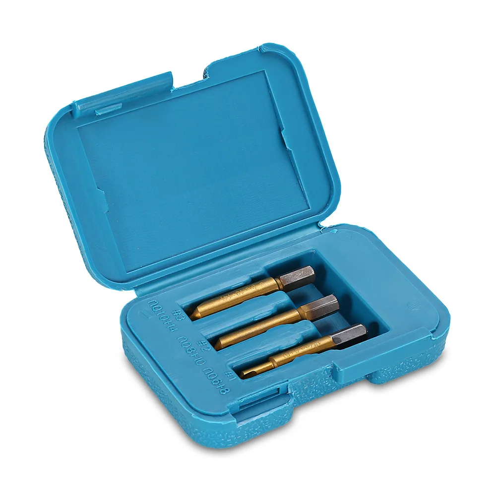 

3pcs Broken Stud Bolt Nut Extractor Remover Removal Tool with Box Hand Tool Carpenters Broken Damaged Nut Screw Drill Bit