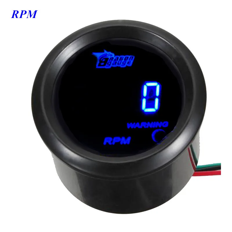 

EE support 2" 52mm Black Cover Car Auto Digital Clock Blue LED Tacho Gauge Auto Tachometer R.P.M XY01