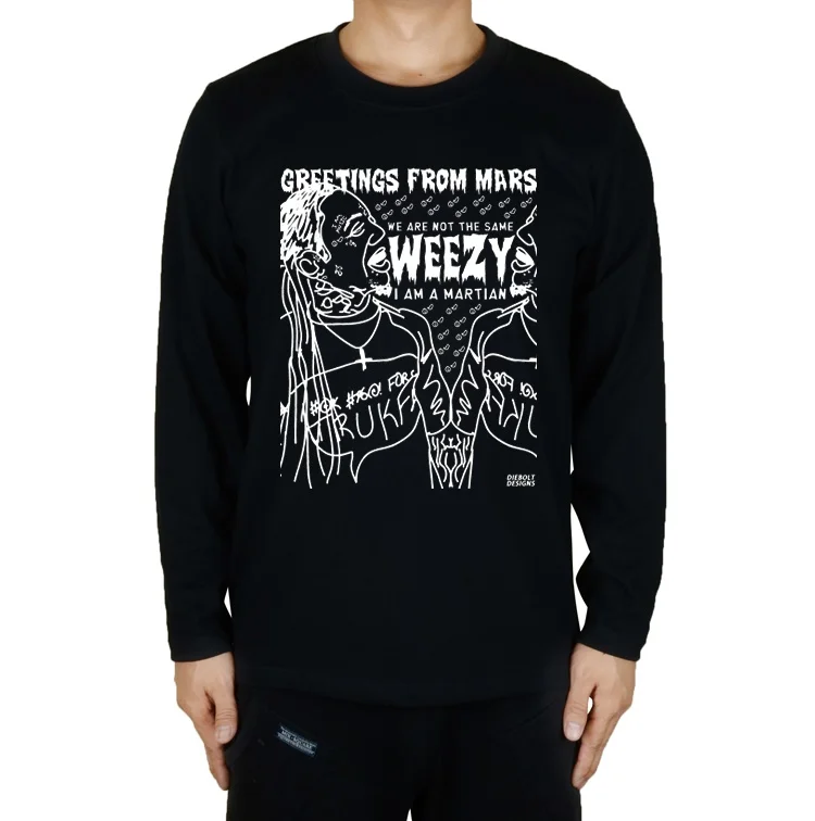 4 дизайна уличная мода длинный рукав хип хоп рэпер певец Lil Wayne настроить рубашка Фитнес хлопок скейтборд camiseta хипстер - Цвет: 3