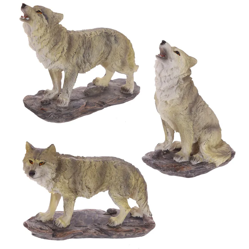 

Set of 3 Wolves Tribal Statue Call of the Grey Wolf Figurine Wolf Families Pack On Rocks Sculpture Wolf Howling in the Wild Gift