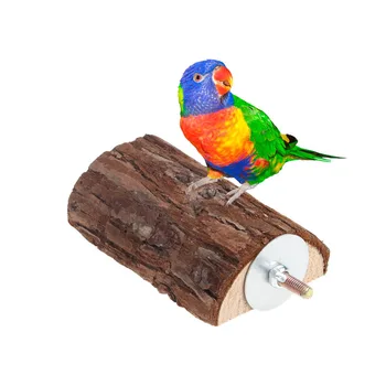 

Pet Parrot Bird Cage Wooden Perches Stand Platform Parakeet Budgie Rat Play Toy