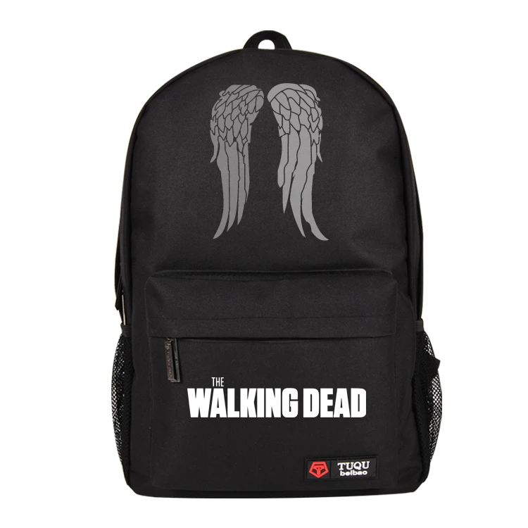 

Hot TV The Walking Dead Bag Letter Print School Backpack Boys Girls College Fashion Bags Black Red Blue Color Cosplay Costume