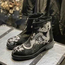 ; популярные ботинки с драконом из замши; мужские зимние ботинки; Лидер продаж; мужская обувь