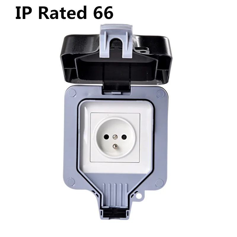 IP66 водостойкая наружная настенная розетка 16A с двойным французским стандартом