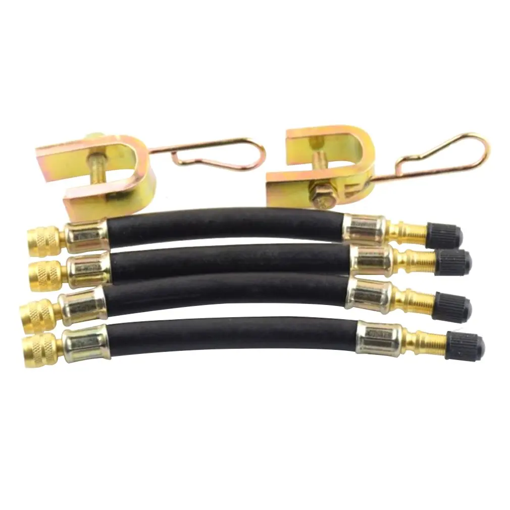 

4pcs Tyre Valve Extension 140mm Dual Flexible Hose Tire Wheel Truck Transit Adaptor with 2pcs Clamps Tire Tool