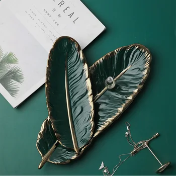 

Ins Nordic Light Luxury Style Cui Yu Phnom Penh Ceramic Plate Creative Storage Jewelry Plate Desktop Decoration Set Plate