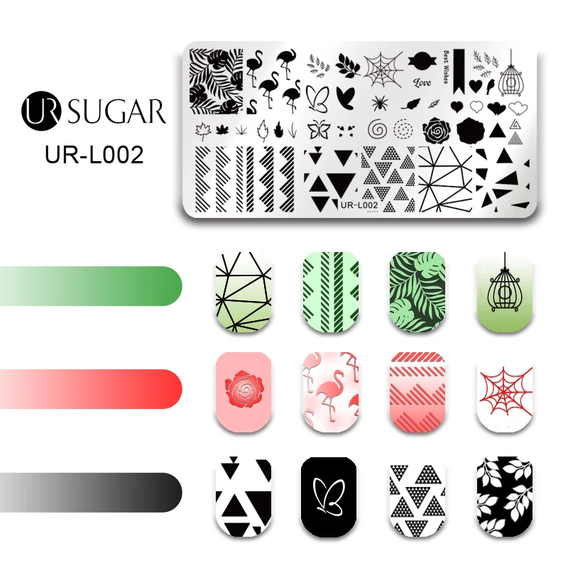 Ur Sugar ногтей штамповки пластины кружева цветок животный узор дизайн ногтей штамп штамповка шаблон изображения пластины трафаретные гвозди инструмент DIY