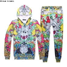 PLstar Cosmos Autumn Men Tracksuit Set Two Pieces Top And Pants Rick And Morty 3d Print Hoodie Pants Unisex Outerwear Set