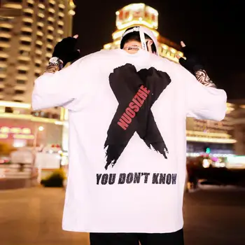 

Summer new men's T-shirts personalized direct injection silk screen casual hip-hop loose men's large size short-sleeved T-shirts