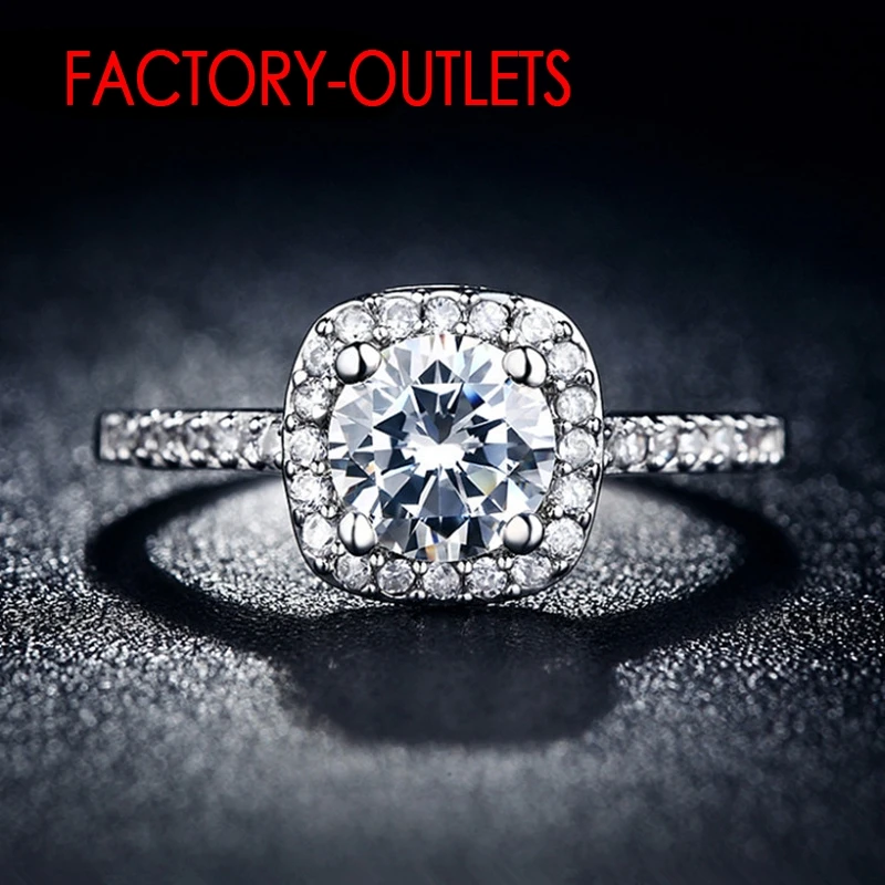 925 Sterling Silver Needle Ring Fashion Jewelry Square CZ Cubic Zirconia Bezel Setting Women Girls Party Engagement Wholesale 3