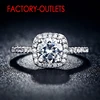 925 Sterling Silver Needle Ring Fashion Jewelry Square CZ Cubic Zirconia Bezel Setting Women Girls Party Engagement Wholesale 3