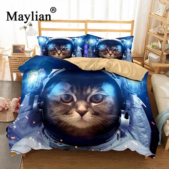

3D Space CAT Bedding Set Mandala Quilt Cover Peace Design Bed Set Bohemian a Mini Van Bedclothes 3pcs BE1115