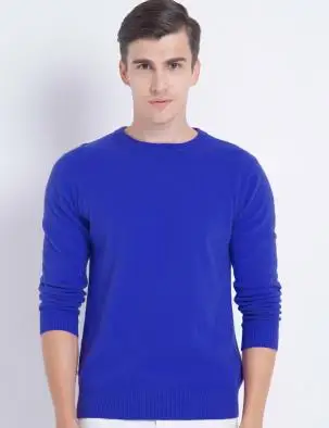 Большой размер коза, кашемир мужской бутик повседневный деловой пуловер свитер сплошной цвет O/v-образным вырезом S/105-3XL/130 - Цвет: sapphire blue O