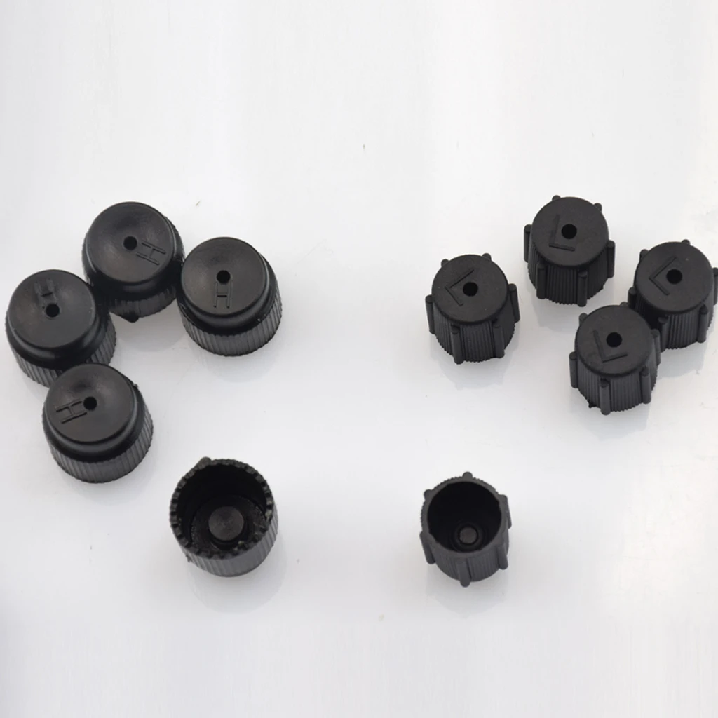 10 Pieces Car R134a 5 Low 13mm & 5 High 16mm Air Conditioning Service AC Charging Port Cap Universal  Black