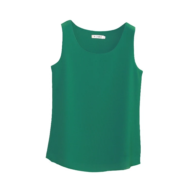 Spring summer Women's Blouse 2020 New Summer sleeveless O-Neck Casual Female Blouses Plus Size 4XL Solid color Chiffon Shirts | Женская