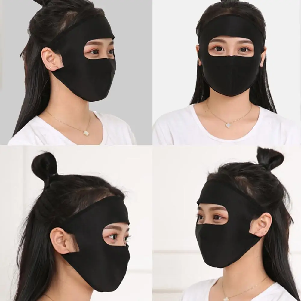 Unisex Summer Ice Silk Thin Sunscreen Full Face Mask UV Protection Breathable Cycling Solid Color Washable Earloop Respirator