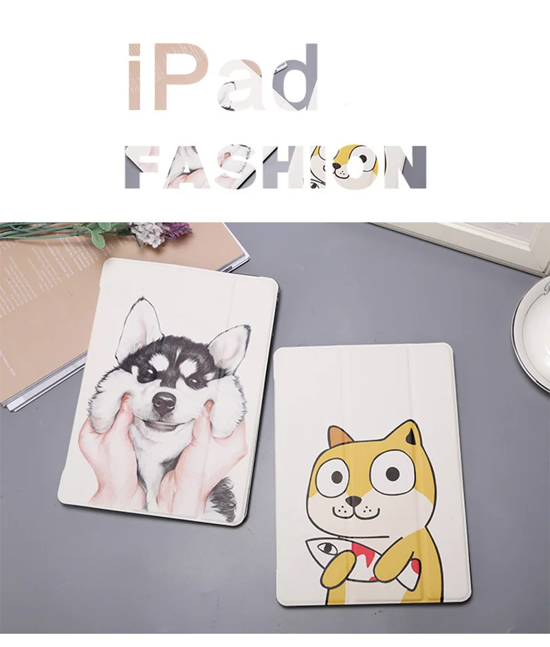 

Lovely thin Case for Apple iPad Air 1 Auto Wake Up Sleep Flip PU Leather Case Cover With Smart Stand Holder for cartoon iPad 5