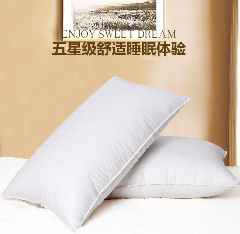 White goose down pillow five-star hotel pillow core cotton three-layer sandwich neck pillow