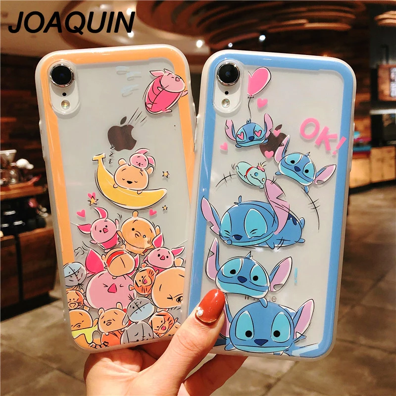 

Super Cute Cartoon Sesame street Winnie Pooh Soft Crystal Case Cover For Apple iPhone XR XS Max X 6 6S 7 8 Plus Bags Coque