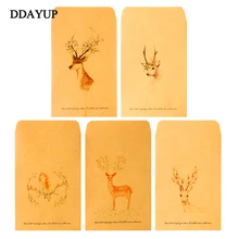 20 штук, бумажные конверты с оленем, дизайнерские милые мини конверты, винтажные, европейский стиль, для карт, скрапбукинг, подарок