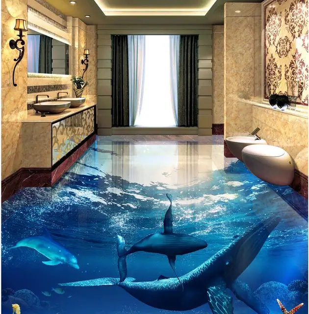 3D wall mural flooring ocean dolphin wallpaper mural floor 3D wall mural flooring ocean dolphin wallpaper mural floor
