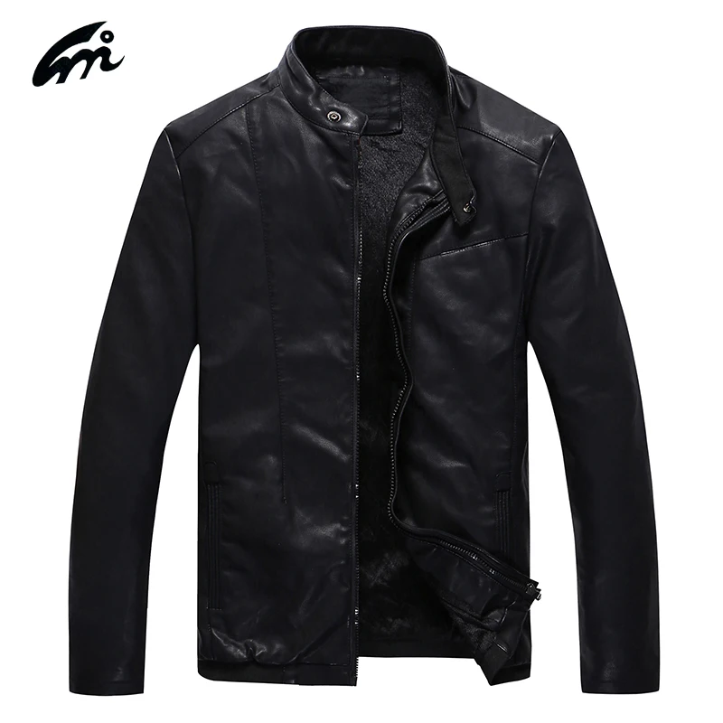 Best Mens Leather Jacket Men Black Leather Mandarin Collar