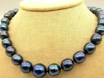 

Free Shipping HOT New 10-11mm Tahitian Black Natural Pearl Necklace 17" AA