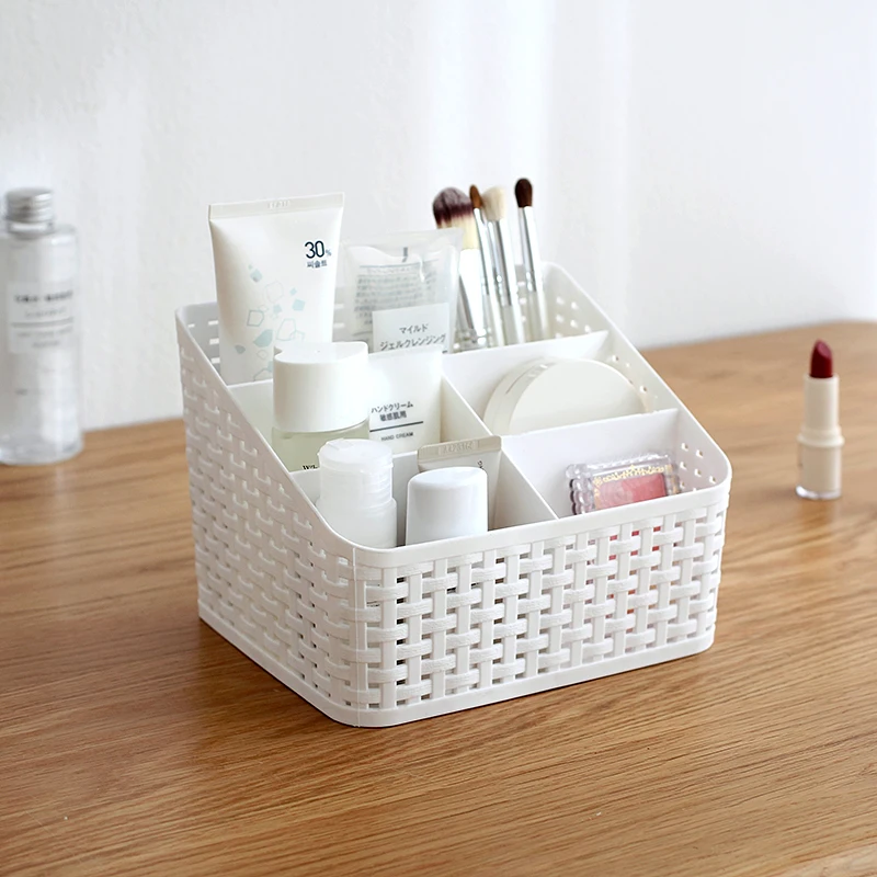 Multi-Purpose Desk Organizer PP Plastic Desktop Storage Box Case Pen Pencil Holder Plastic Cosmetic