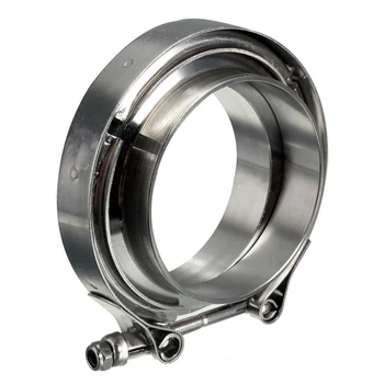 

Stainless Steel V Band Flat Flange Clamp Kit Assembly - 3 Inch Inner 76mm V Band Clamp and Flange Kit Male & Female Set Fittin