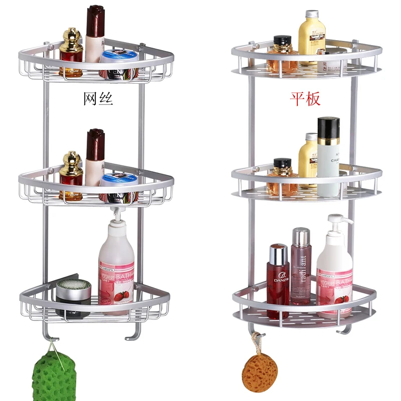 

Space aluminum three-layer triangle basket corner frame triangle backboard soap shampoo shower gel rack