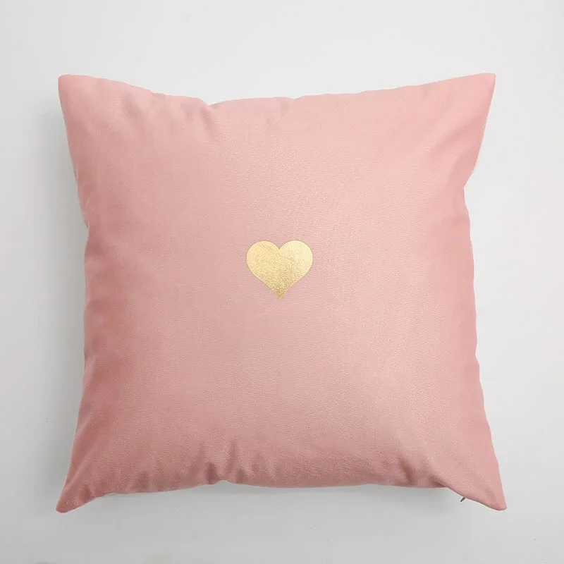 Золотое сердце, розовая наволочка, мягкая Золотая фольга, для девочек, для дома, декоративная наволочка для дивана, кровати, 43x43 см, на молнии - Цвет: D