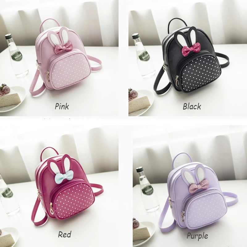 

Mini Small Backpacks For Teenage Girls Bunny Cute Backpack lady Leather Polka Dot Bow Back bags Pink Mochila Feminina FI